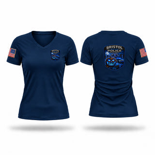 Womens Short Sleeve Vneck Shirt, Bristol TN Police Department, Police, Teamtime, Team time, sublimation, custom sports apparel, team uniforms, spirit wear, spiritwear, sports uniforms, custom shirts, team store, custom team store, fundraiser sports, apparel fundraiser