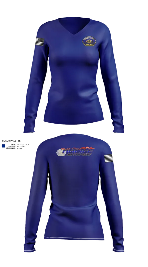 Womens Long Sleeve Vneck Shirt, Webb City Police Department, Police, Teamtime, Team time, sublimation, custom sports apparel, team uniforms, spirit wear, spiritwear, sports uniforms, custom shirts, team store, custom team store, fundraiser sports, apparel fundraiser