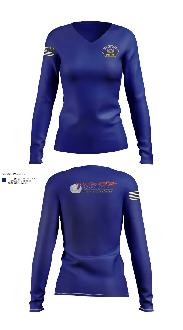 Womens Long Sleeve Vneck Shirt, Webb City Police Department, Police, Teamtime, Team time, sublimation, custom sports apparel, team uniforms, spirit wear, spiritwear, sports uniforms, custom shirts, team store, custom team store, fundraiser sports, apparel fundraiser