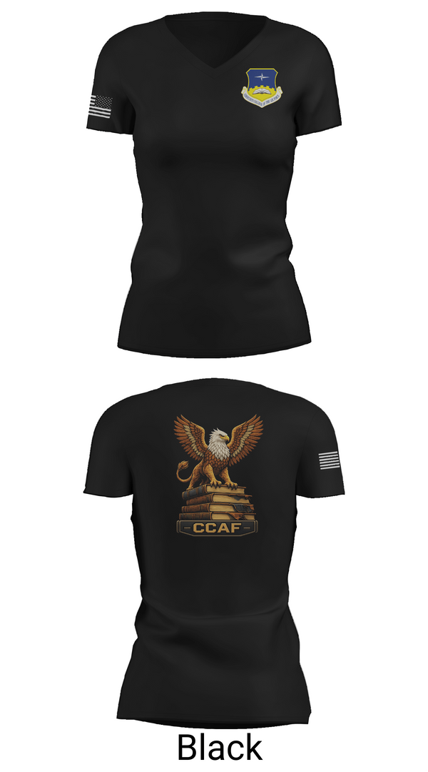 Womens Short Sleeve Vneck Shirt, CCAF, Air Force, Teamtime, Team time, sublimation, custom sports apparel, team uniforms, spirit wear, spiritwear, sports uniforms, custom shirts, team store, custom team store, fundraiser sports, apparel fundraiser