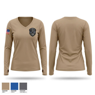Womens Long Sleeve Vneck Shirt, Roy Cit Police K9, Police, Teamtime, Team time, sublimation, custom sports apparel, team uniforms, spirit wear, spiritwear, sports uniforms, custom shirts, team store, custom team store, fundraiser sports, apparel fundraiser