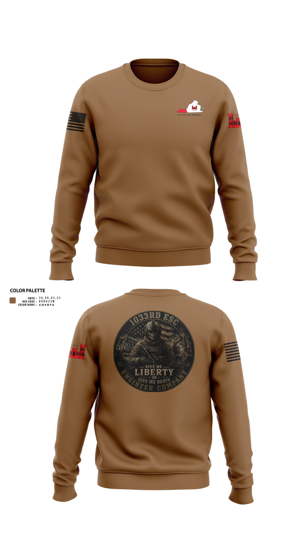 Crew Neck Sweatshirt, 1033rd Engineer Support Company, National Guard, Teamtime, Team time, sublimation, custom sports apparel, team uniforms, spirit wear, spiritwear, sports uniforms, custom shirts, team store, custom team store, fundraiser sports, apparel fundraiser