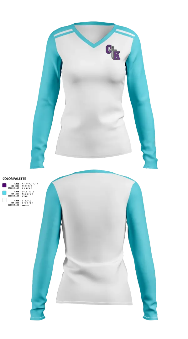 Womens Long Sleeve Vneck Shirt, Columbia Knights Football, , Teamtime, Team time, sublimation, custom sports apparel, team uniforms, spirit wear, spiritwear, sports uniforms, custom shirts, team store, custom team store, fundraiser sports, apparel fundraiser