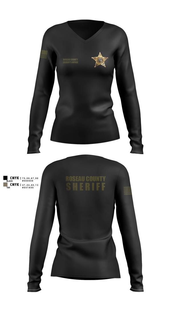 Womens Long Sleeve Vneck Shirt, Roseau County Sheriff’s Office, Police, Teamtime, Team time, sublimation, custom sports apparel, team uniforms, spirit wear, spiritwear, sports uniforms, custom shirts, team store, custom team store, fundraiser sports, apparel fundraiser