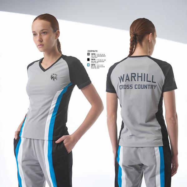 Womens Short Sleeve Vneck Shirt, Warhill Cross Country, Cross Country, Teamtime, Team time, sublimation, custom sports apparel, team uniforms, spirit wear, spiritwear, sports uniforms, custom shirts, team store, custom team store, fundraiser sports, apparel fundraiser