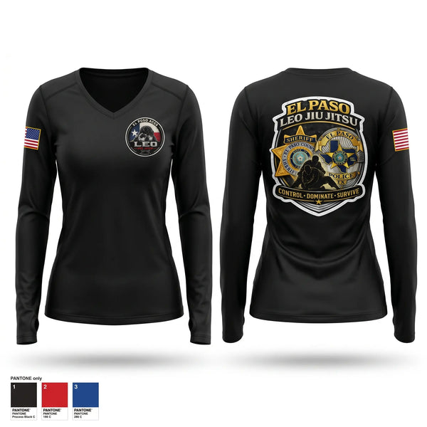 Womens Long Sleeve Vneck Shirt, El Paso, Police, Teamtime, Team time, sublimation, custom sports apparel, team uniforms, spirit wear, spiritwear, sports uniforms, custom shirts, team store, custom team store, fundraiser sports, apparel fundraiser