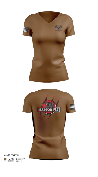 Womens Short Sleeve Vneck Shirt, Raptor Platoon, 4-9 CAV, , Teamtime, Team time, sublimation, custom sports apparel, team uniforms, spirit wear, spiritwear, sports uniforms, custom shirts, team store, custom team store, fundraiser sports, apparel fundraiser