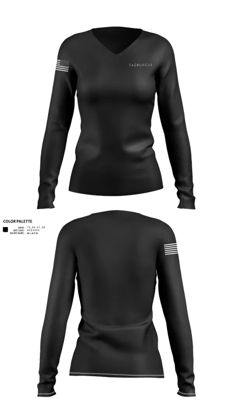 Womens Long Sleeve Vneck Shirt, TacBlocks, , Teamtime, Team time, sublimation, custom sports apparel, team uniforms, spirit wear, spiritwear, sports uniforms, custom shirts, team store, custom team store, fundraiser sports, apparel fundraiser