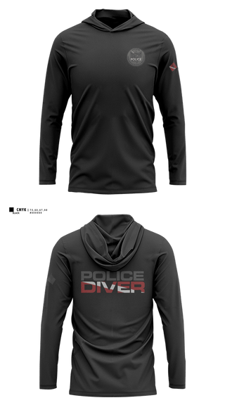 Long Sleeve Performance Shirt with hood, Hamilton County Police Association Dive Team, Police, Teamtime, Team time, sublimation, custom sports apparel, team uniforms, spirit wear, spiritwear, sports uniforms, custom shirts, team store, custom team store, fundraiser sports, apparel fundraiser