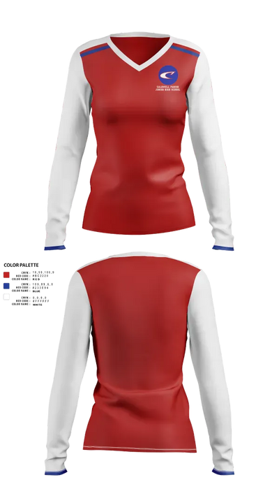 Caldwell Parish Junior High School Softball 84975544 Women's Long Sleeve V-neck Shirt - 1