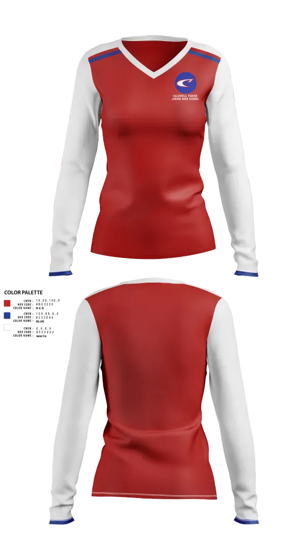Womens Long Sleeve Vneck Shirt, Caldwell Parish Junior High School Softball, Softball, Teamtime, Team time, sublimation, custom sports apparel, team uniforms, spirit wear, spiritwear, sports uniforms, custom shirts, team store, custom team store, fundraiser sports, apparel fundraiser