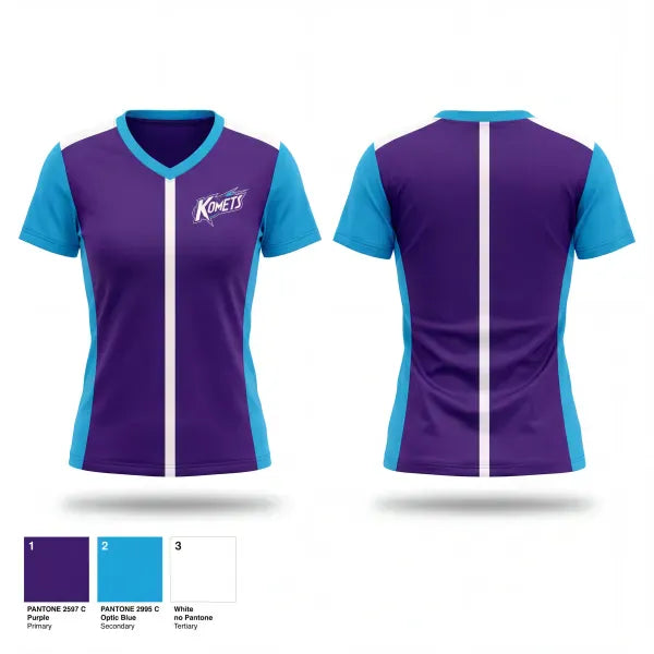 Womens Short Sleeve Vneck Shirt, Komets, Softball, Teamtime, Team time, sublimation, custom sports apparel, team uniforms, spirit wear, spiritwear, sports uniforms, custom shirts, team store, custom team store, fundraiser sports, apparel fundraiser