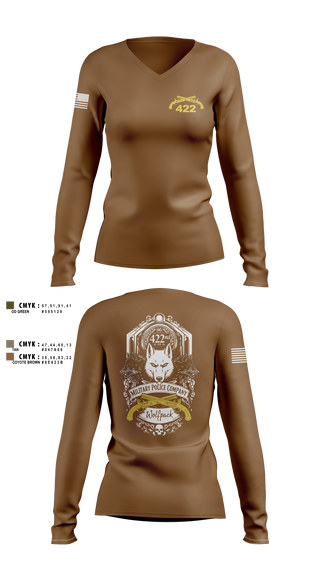 Womens Long Sleeve Vneck Shirt, 422nd Military Police Company, Army, Teamtime, Team time, sublimation, custom sports apparel, team uniforms, spirit wear, spiritwear, sports uniforms, custom shirts, team store, custom team store, fundraiser sports, apparel fundraiser
