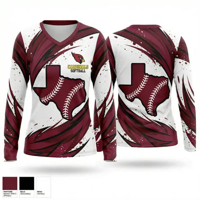 Lady Cardinals 37909652 Women's Long Sleeve V-neck Shirt - 1
