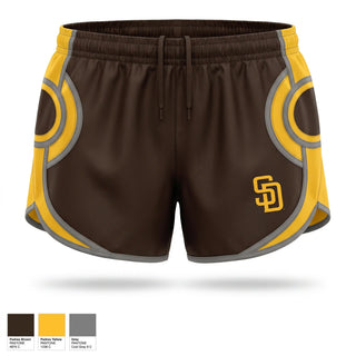 Womens Shorts, Padres, Baseball, Teamtime, Team time, sublimation, custom sports apparel, team uniforms, spirit wear, spiritwear, sports uniforms, custom shirts, team store, custom team store, fundraiser sports, apparel fundraiser