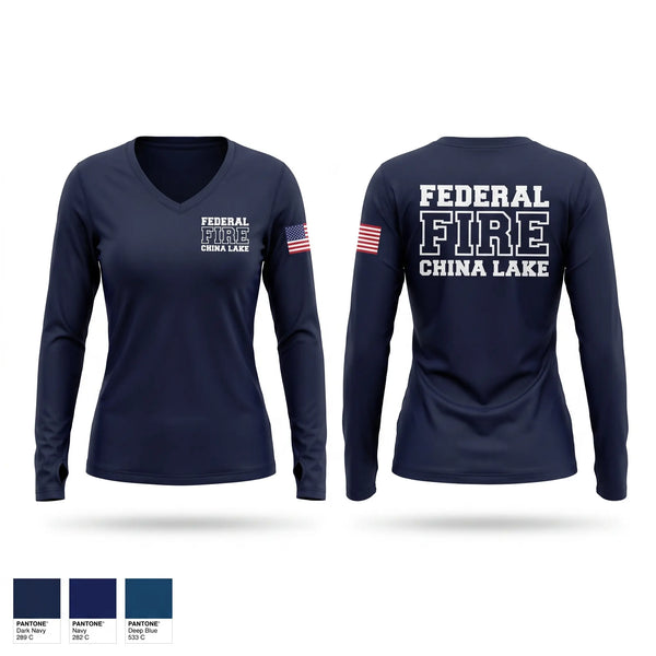 Womens Long Sleeve Vneck Shirt, China lake fire department, Fire Department, Teamtime, Team time, sublimation, custom sports apparel, team uniforms, spirit wear, spiritwear, sports uniforms, custom shirts, team store, custom team store, fundraiser sports, apparel fundraiser
