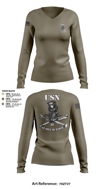NMCB-25 17597723 Women's Long Sleeve V-neck Shirt - 3