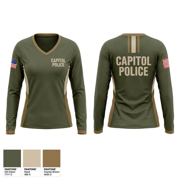 Womens Long Sleeve Vneck Shirt, Capitol Police, Police, Teamtime, Team time, sublimation, custom sports apparel, team uniforms, spirit wear, spiritwear, sports uniforms, custom shirts, team store, custom team store, fundraiser sports, apparel fundraiser