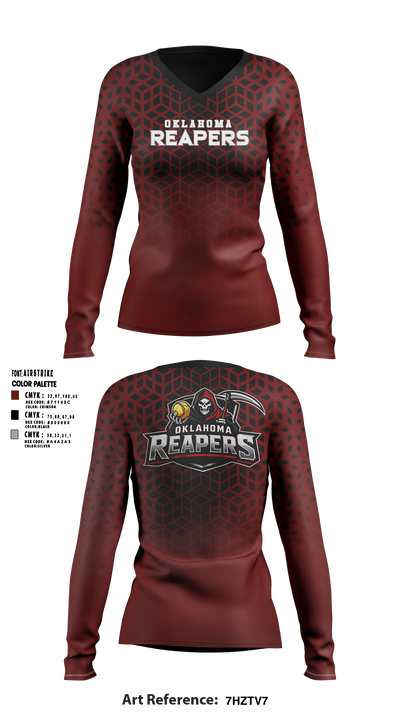 Oklahoma Reapers Women's Long Sleeve V-neck Shirt - 1