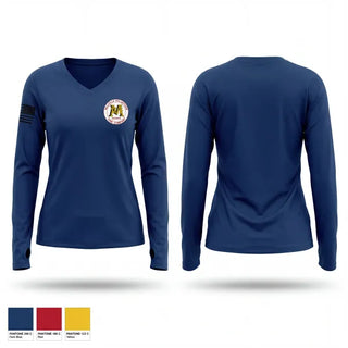 Womens Long Sleeve Vneck Shirt, Millville Volunteer Fire Company, EMS/EMT, Teamtime, Team time, sublimation, custom sports apparel, team uniforms, spirit wear, spiritwear, sports uniforms, custom shirts, team store, custom team store, fundraiser sports, apparel fundraiser