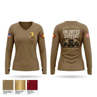 Womens Long Sleeve Vneck Shirt, HHC 345, National Guard, Teamtime, Team time, sublimation, custom sports apparel, team uniforms, spirit wear, spiritwear, sports uniforms, custom shirts, team store, custom team store, fundraiser sports, apparel fundraiser