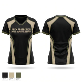 Womens Short Sleeve Vneck Shirt, APEX PROTECTION & INVESTIGATIONS GROUP, Police, Teamtime, Team time, sublimation, custom sports apparel, team uniforms, spirit wear, spiritwear, sports uniforms, custom shirts, team store, custom team store, fundraiser sports, apparel fundraiser