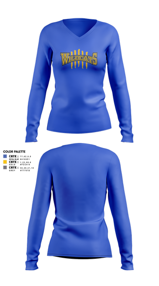 Womens Long Sleeve Vneck Shirt, Richwoods Cheer, Cheer, Teamtime, Team time, sublimation, custom sports apparel, team uniforms, spirit wear, spiritwear, sports uniforms, custom shirts, team store, custom team store, fundraiser sports, apparel fundraiser