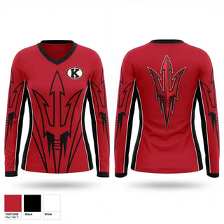 Womens Long Sleeve Vneck Shirt, Kathleen Red Devils, , Teamtime, Team time, sublimation, custom sports apparel, team uniforms, spirit wear, spiritwear, sports uniforms, custom shirts, team store, custom team store, fundraiser sports, apparel fundraiser