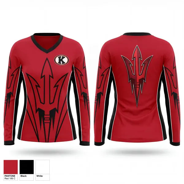 Womens Long Sleeve Vneck Shirt, Kathleen Red Devils, , Teamtime, Team time, sublimation, custom sports apparel, team uniforms, spirit wear, spiritwear, sports uniforms, custom shirts, team store, custom team store, fundraiser sports, apparel fundraiser