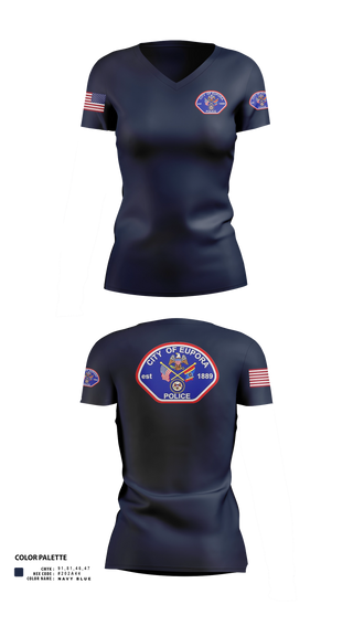 Womens Short Sleeve Vneck Shirt, EUPORA POLICE DEPARTMENT, Police, Teamtime, Team time, sublimation, custom sports apparel, team uniforms, spirit wear, spiritwear, sports uniforms, custom shirts, team store, custom team store, fundraiser sports, apparel fundraiser
