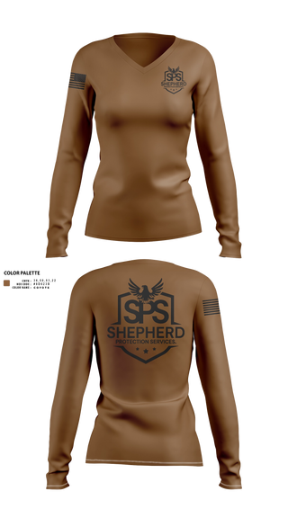 Womens Long Sleeve Vneck Shirt, SHEPHERD PROTECTION SERVICES, , Teamtime, Team time, sublimation, custom sports apparel, team uniforms, spirit wear, spiritwear, sports uniforms, custom shirts, team store, custom team store, fundraiser sports, apparel fundraiser