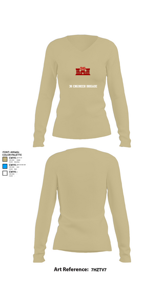 Womens Long Sleeve Vneck Shirt, 36 Engineer Brigade, Army, Teamtime, Team time, sublimation, custom sports apparel, team uniforms, spirit wear, spiritwear, sports uniforms, custom shirts, team store, custom team store, fundraiser sports, apparel fundraiser
