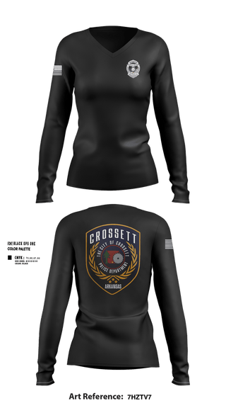 Womens Long Sleeve Vneck Shirt, Crossett Police Department, Police, Teamtime, Team time, sublimation, custom sports apparel, team uniforms, spirit wear, spiritwear, sports uniforms, custom shirts, team store, custom team store, fundraiser sports, apparel fundraiser