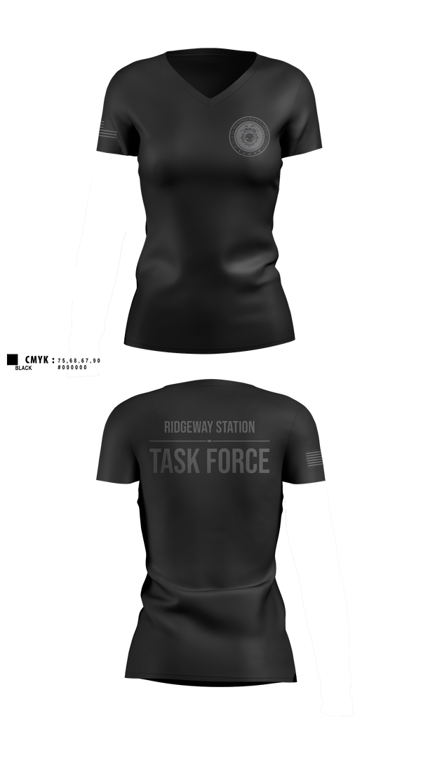Womens Short Sleeve Vneck Shirt, Ridgeway Station Task Force, Police, Teamtime, Team time, sublimation, custom sports apparel, team uniforms, spirit wear, spiritwear, sports uniforms, custom shirts, team store, custom team store, fundraiser sports, apparel fundraiser
