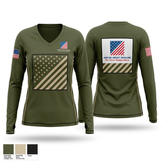 Womens Long Sleeve Vneck Shirt, 343, Police, Teamtime, Team time, sublimation, custom sports apparel, team uniforms, spirit wear, spiritwear, sports uniforms, custom shirts, team store, custom team store, fundraiser sports, apparel fundraiser