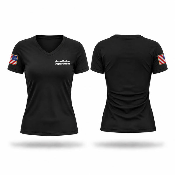 Womens Short Sleeve Vneck Shirt, Avon Police Department, Police, Teamtime, Team time, sublimation, custom sports apparel, team uniforms, spirit wear, spiritwear, sports uniforms, custom shirts, team store, custom team store, fundraiser sports, apparel fundraiser