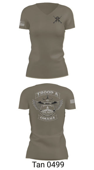Womens Short Sleeve Vneck Shirt, Troop A, Police, Teamtime, Team time, sublimation, custom sports apparel, team uniforms, spirit wear, spiritwear, sports uniforms, custom shirts, team store, custom team store, fundraiser sports, apparel fundraiser