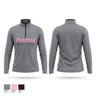 Quarter Zip Jacket, Peaches, Softball, Teamtime, Team time, sublimation, custom sports apparel, team uniforms, spirit wear, spiritwear, sports uniforms, custom shirts, team store, custom team store, fundraiser sports, apparel fundraiser
