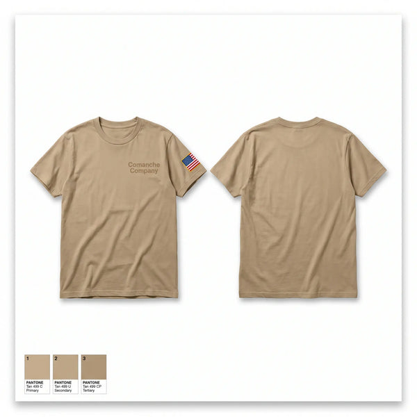 Old School Cotton Feel Shirt, Comanche Company, Army, Teamtime, Team time, sublimation, custom sports apparel, team uniforms, spirit wear, spiritwear, sports uniforms, custom shirts, team store, custom team store, fundraiser sports, apparel fundraiser