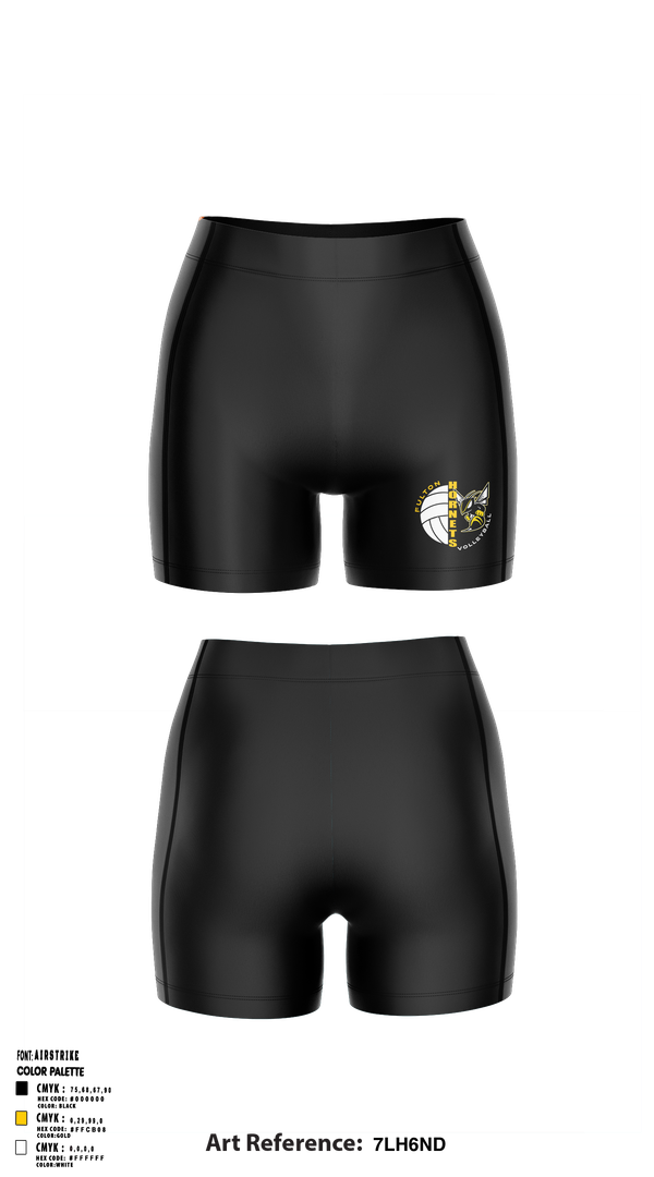 Womens Compression Shorts, Fulton Hornets Volleyball, Women's Volleyball, Teamtime, Team time, sublimation, custom sports apparel, team uniforms, spirit wear, spiritwear, sports uniforms, custom shirts, team store, custom team store, fundraiser sports, apparel fundraiser
