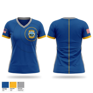 Womens Short Sleeve Vneck Shirt, Pickens County Emergency Communications Center, Fire Department, Teamtime, Team time, sublimation, custom sports apparel, team uniforms, spirit wear, spiritwear, sports uniforms, custom shirts, team store, custom team store, fundraiser sports, apparel fundraiser