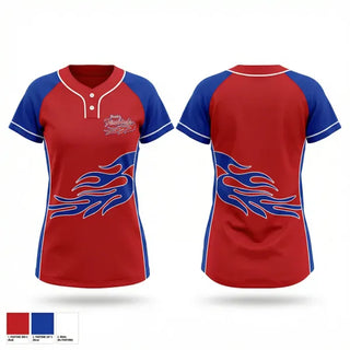 Two Button Softball Jersey, Freedom Firebirds, Softball, Teamtime, Team time, sublimation, custom sports apparel, team uniforms, spirit wear, spiritwear, sports uniforms, custom shirts, team store, custom team store, fundraiser sports, apparel fundraiser