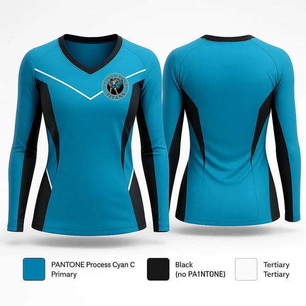 Womens Long Sleeve Vneck Shirt, Titans, Women's Basketball, Teamtime, Team time, sublimation, custom sports apparel, team uniforms, spirit wear, spiritwear, sports uniforms, custom shirts, team store, custom team store, fundraiser sports, apparel fundraiser