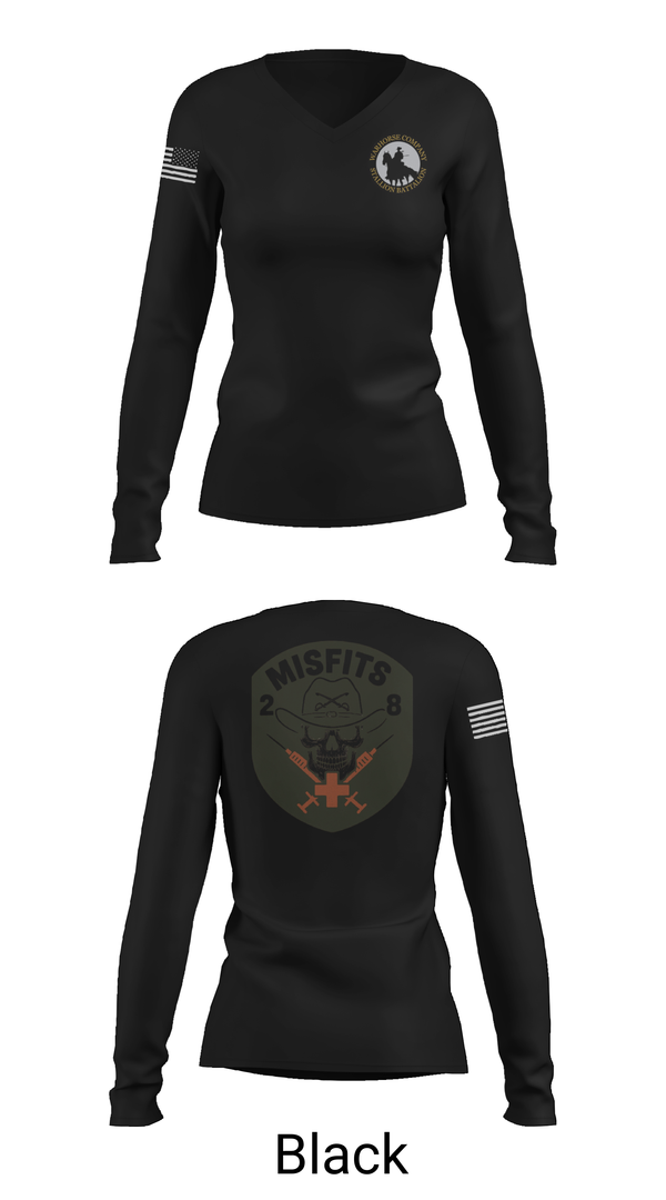 Womens Long Sleeve Vneck Shirt, 2-8 Cav, HHC, Medic Platoon, , Teamtime, Team time, sublimation, custom sports apparel, team uniforms, spirit wear, spiritwear, sports uniforms, custom shirts, team store, custom team store, fundraiser sports, apparel fundraiser