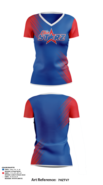 The Ohio Starz 8u 5696743 Women's Short Sleeve V-neck Shirt - 1