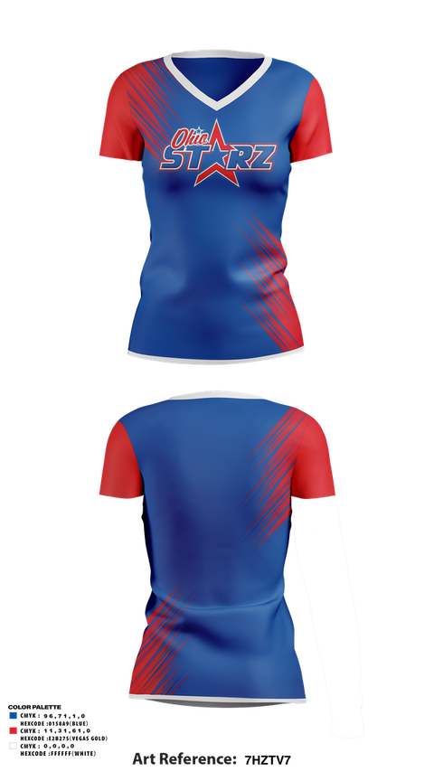 Womens Short Sleeve Vneck Shirt, The Ohio Starz 8u, Softball, Teamtime, Team time, sublimation, custom sports apparel, team uniforms, spirit wear, spiritwear, sports uniforms, custom shirts, team store, custom team store, fundraiser sports, apparel fundraiser