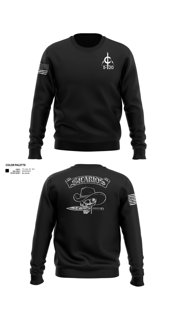 Crew Neck Sweatshirt, 2/C Sicarios, Army, Teamtime, Team time, sublimation, custom sports apparel, team uniforms, spirit wear, spiritwear, sports uniforms, custom shirts, team store, custom team store, fundraiser sports, apparel fundraiser