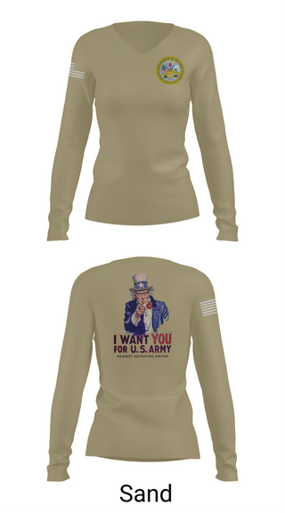 Womens Long Sleeve Vneck Shirt, US Army I Want You, Army, Teamtime, Team time, sublimation, custom sports apparel, team uniforms, spirit wear, spiritwear, sports uniforms, custom shirts, team store, custom team store, fundraiser sports, apparel fundraiser