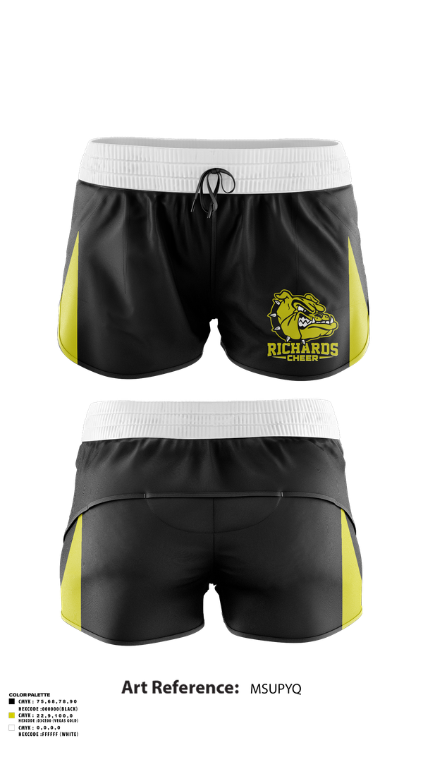 Womens Shorts, Richards High School Cheer, Cheer, Teamtime, Team time, sublimation, custom sports apparel, team uniforms, spirit wear, spiritwear, sports uniforms, custom shirts, team store, custom team store, fundraiser sports, apparel fundraiser