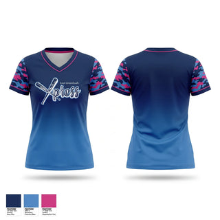 Womens Short Sleeve Vneck Shirt, EG Xpress, Softball, Teamtime, Team time, sublimation, custom sports apparel, team uniforms, spirit wear, spiritwear, sports uniforms, custom shirts, team store, custom team store, fundraiser sports, apparel fundraiser